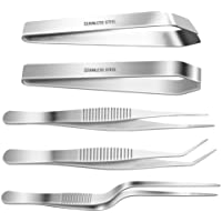 SelfTek Pinzas de acero inoxidable Pinzas 3 piezas Pinzas de 6.3 pulgadas- pinzas de hueso planas e inclinadas de 4.7…